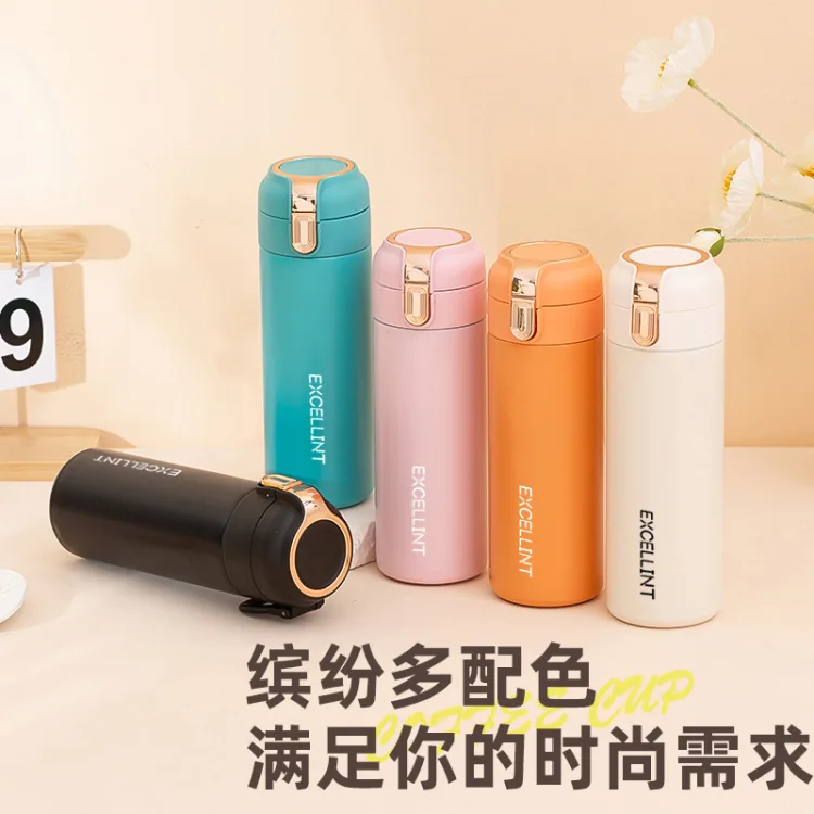 新款不锈钢保温杯弹盖豌豆简约学生水杯提手便携车载创意礼品杯子